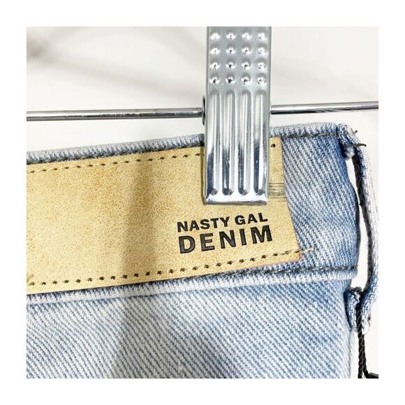 Nasty Gal Jeans Womens 4 High Waisted Ripped Distressed Mom Light Blue Grunge - Picture 5 of 8